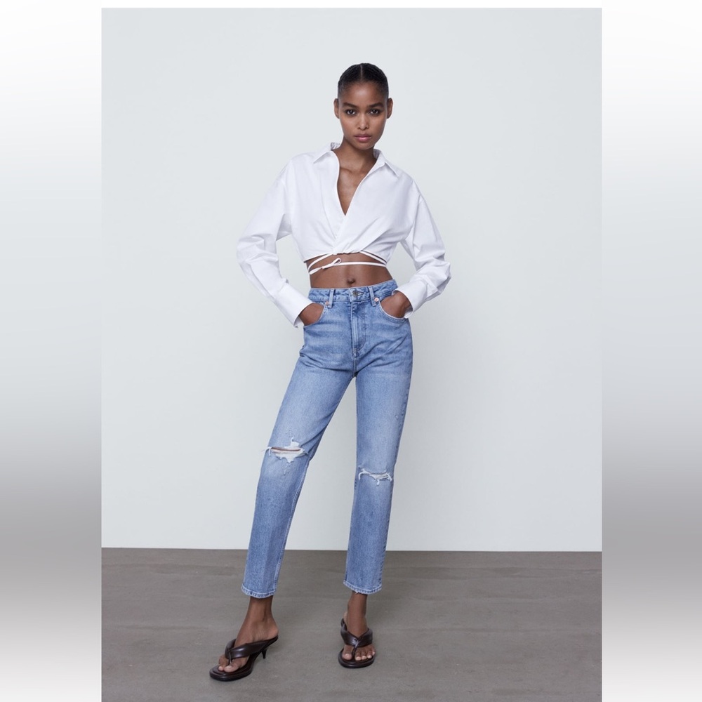 Zara High Rise Light Wash Jeans